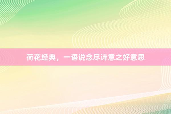 荷花经典，一语说念尽诗意之好意思